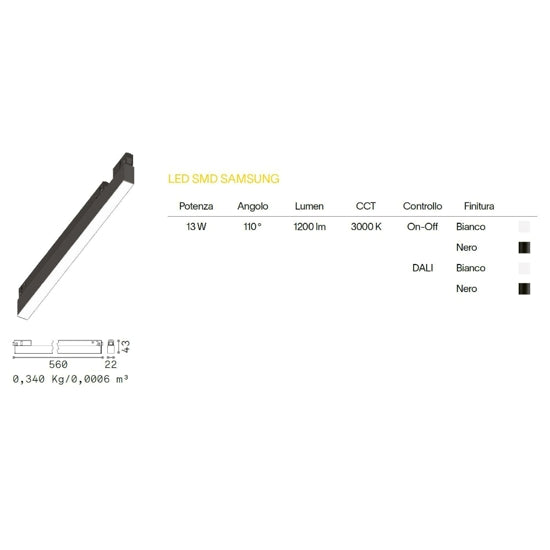 Modulo LED magnetico binario bianco nero Ideal Lux 13W 3000K DALI 48V