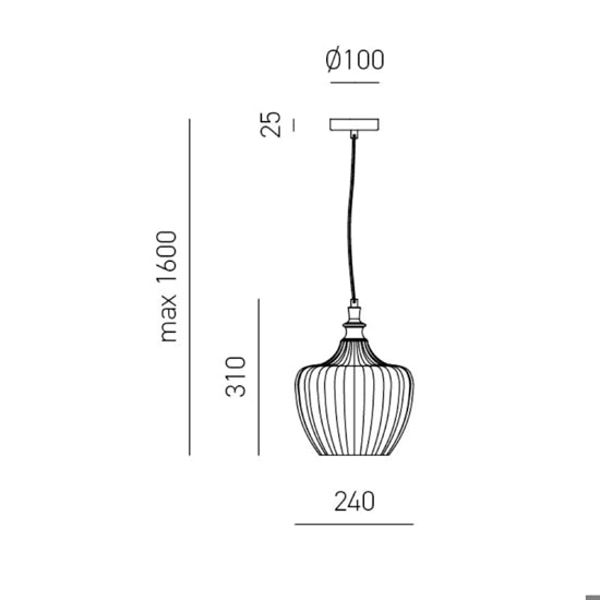 Cleofe sospensione ocra trasparente cromo Gea Luce 60W E27