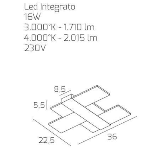 Flight applique bianco Top Light LED 16W 3000K-4000K