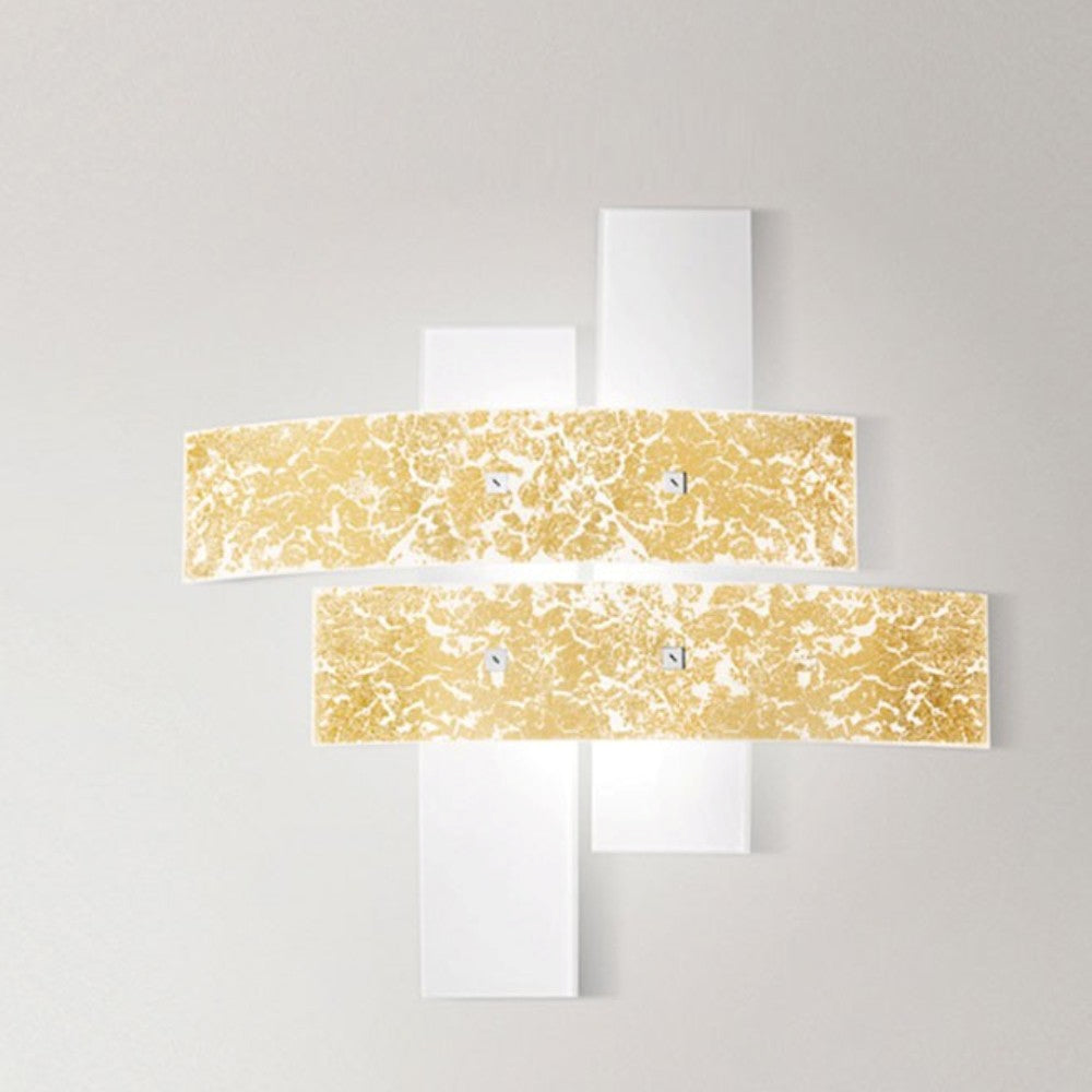 Lara plafoniera bianco lucido foglia oro Gea Luce 12W E27