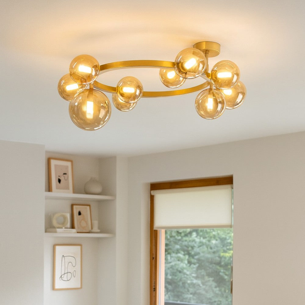 Perlage plafoniera ambra Ideal Lux 10xG9 4W 3000K