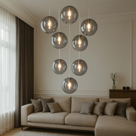 Eclipse lampadario 8 sfere fumé bianco Top Light G9 8W