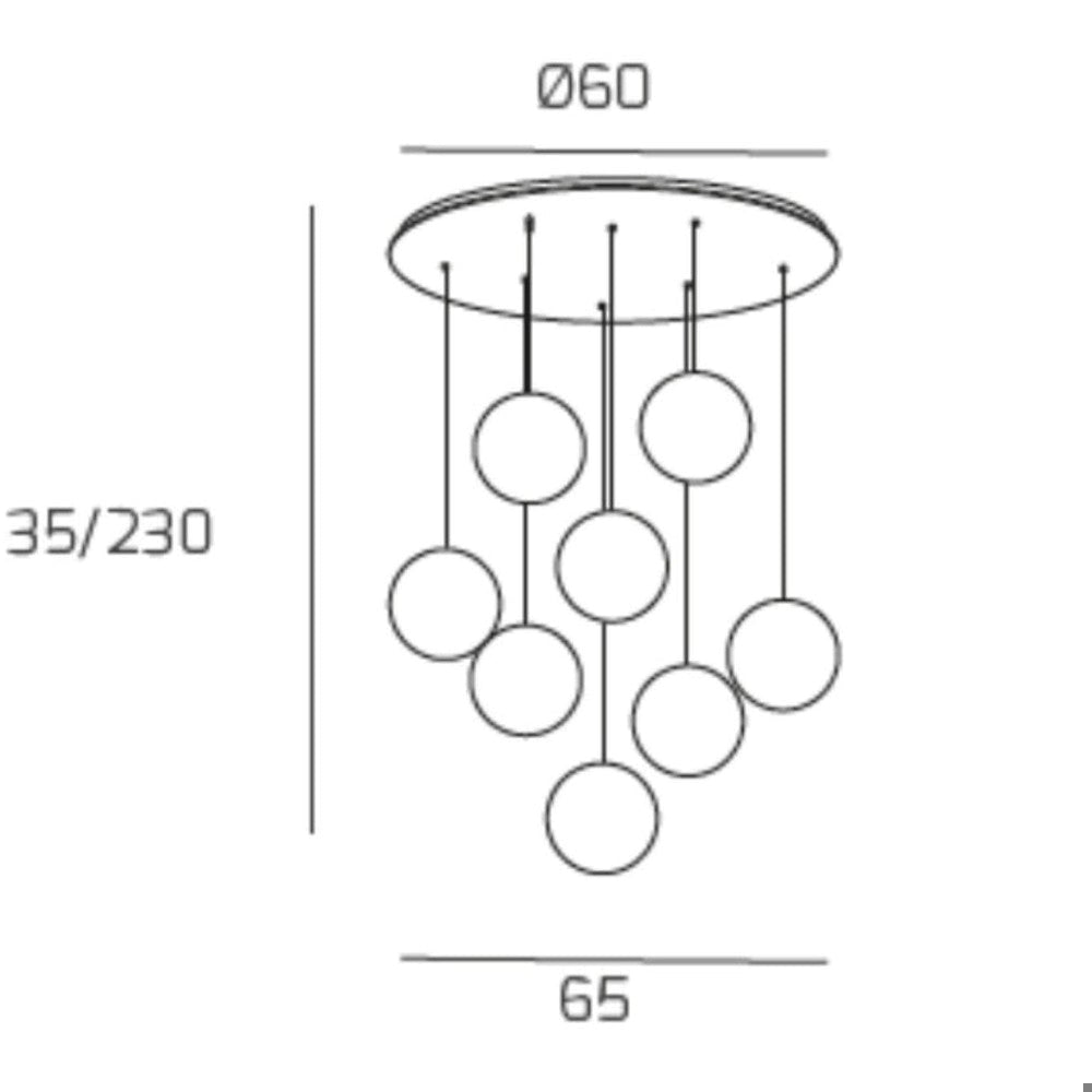 Eclipse lampadario 8 sfere fumé bianco Top Light G9 8W