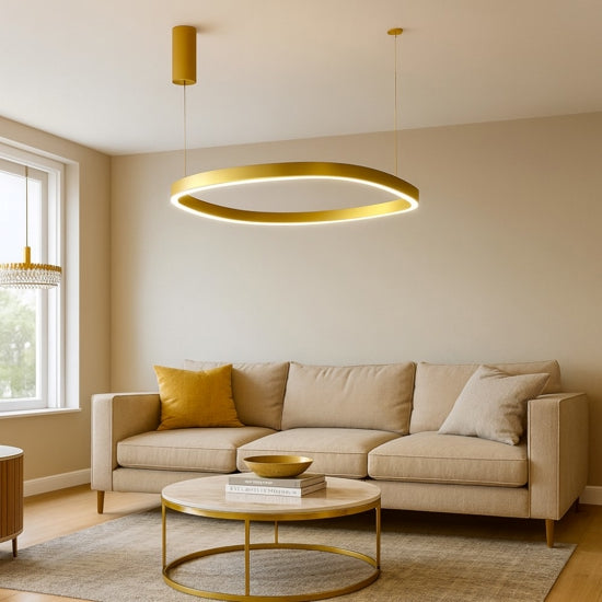 Criseide S1P lampadario quadrato oro satinato Gea Luce 60W 3000K