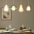 Lampadario binario 4 luci bianco vetro soffiato multicolore Top Light E27 12W