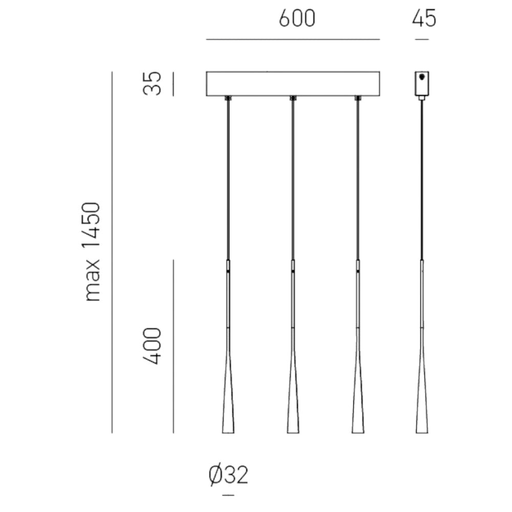 Dafne lampadario isola cucina bianco Gea Luce 16,5W 3000K
