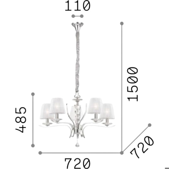 Pegaso lampadario ottone Ideal Lux 5xE14 max 13W