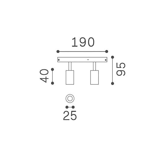 Coppia spot LED su barra nero Ideal Lux 5W 3000K DALI 48V binario monofase