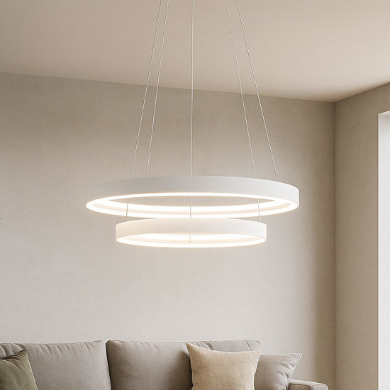 Malika lampadario doppio anello bianco Top Light 70W 3000K-4000K-6000K