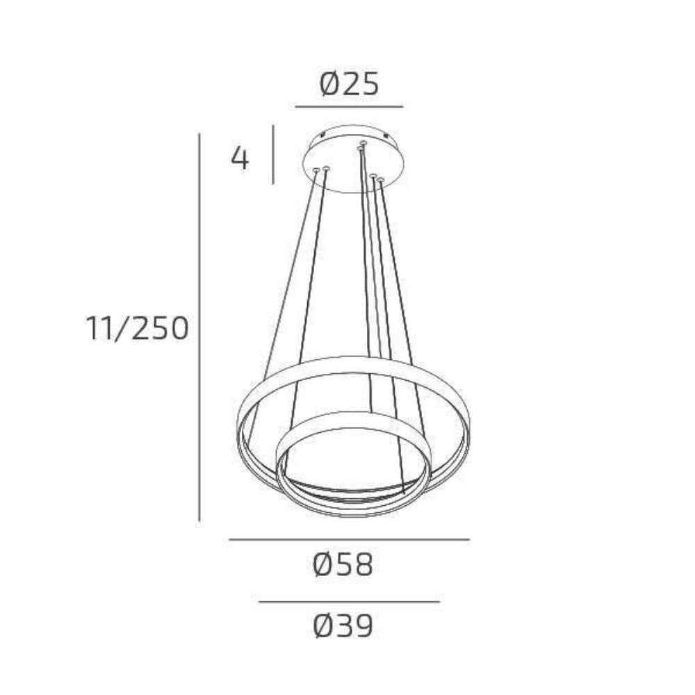 Malika lampadario doppio anello bianco Top Light 70W 3000K-4000K-6000K