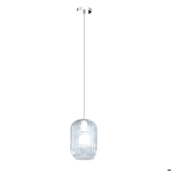 Tender sospensione bagno blu cromo Top Light E27 18W vetro soffiato rigato