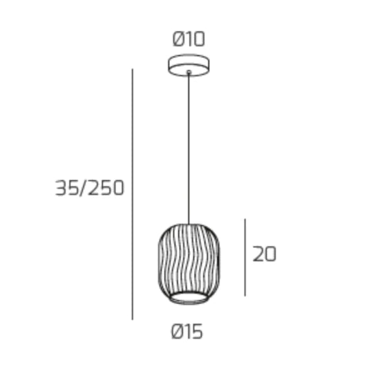Tender sospensione bagno blu cromo Top Light E27 18W vetro soffiato rigato
