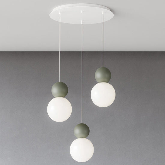 Cottage lampadario 3 sfere verde bianco Top Light G9 8W