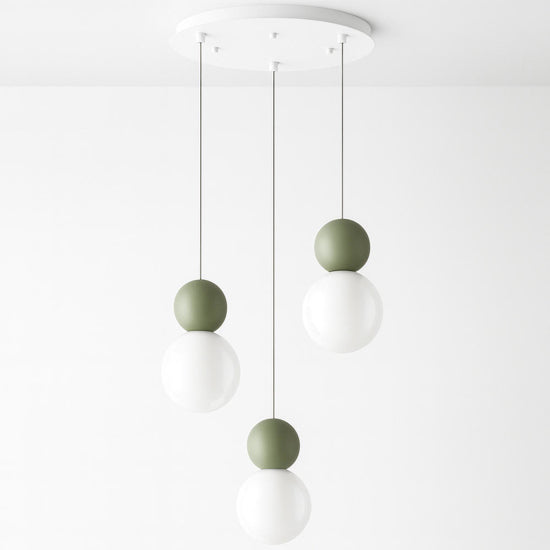 Cottage lampadario 3 sfere verde bianco Top Light G9 8W