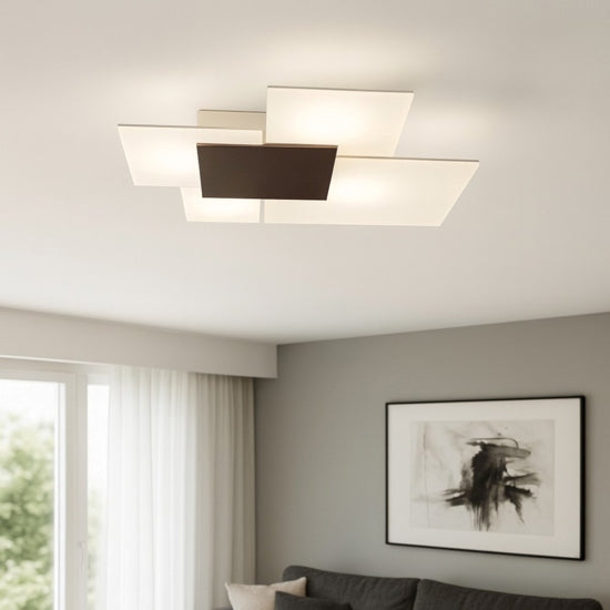 Upgrade plafoniera cucina bianco marrone Top Light E27 14W 4 luci