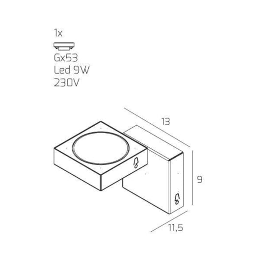 UP applique comodino sabbia Top Light GX53 9W camera da letto