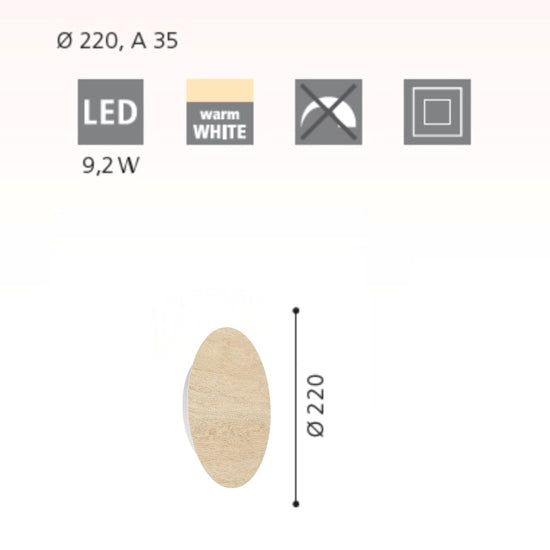 900717 applique ovale bianco legno Gea Luce 9,2W 3000K