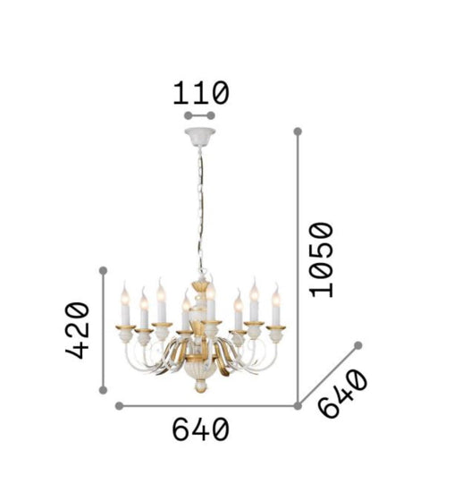 Firenze lampadario oro Ideal Lux 8xE14 max 40W