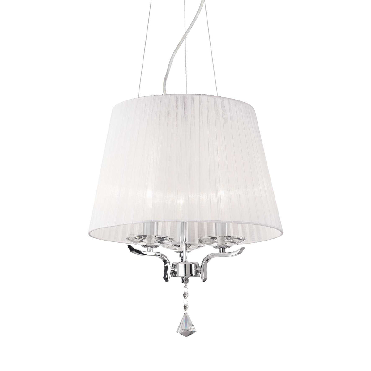 Pegaso lampadario bianco cromato Ideal Lux 3xE14 max 13W