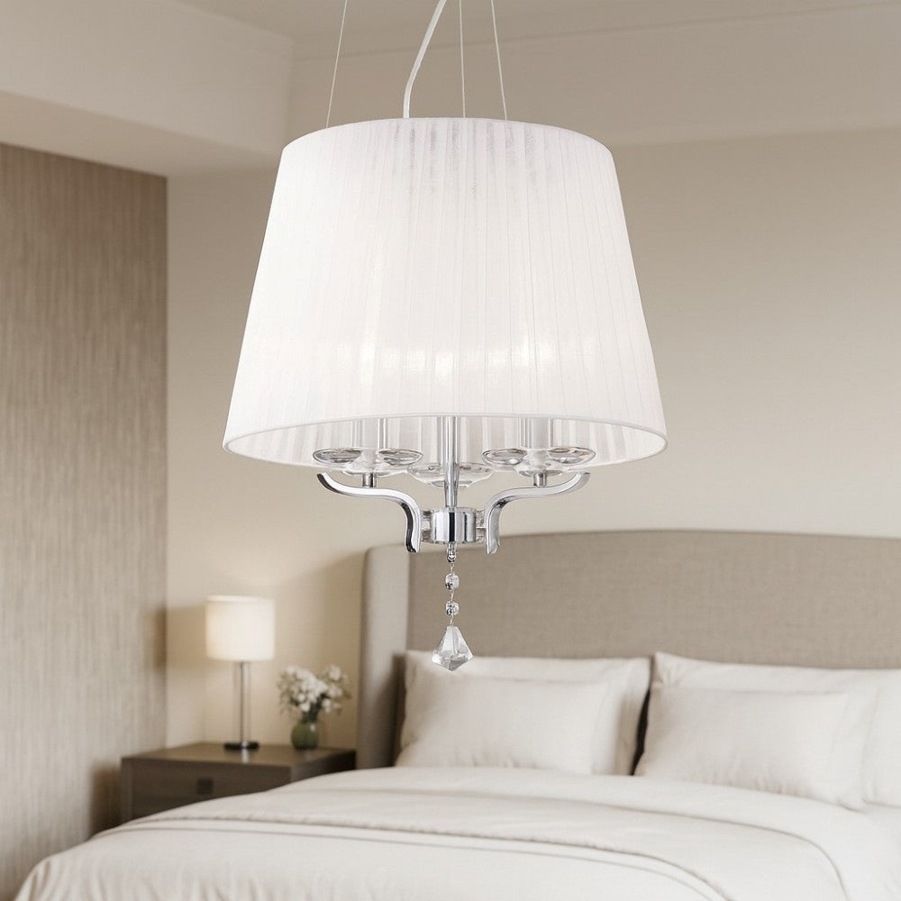 Pegaso lampadario bianco cromato Ideal Lux 3xE14 max 13W