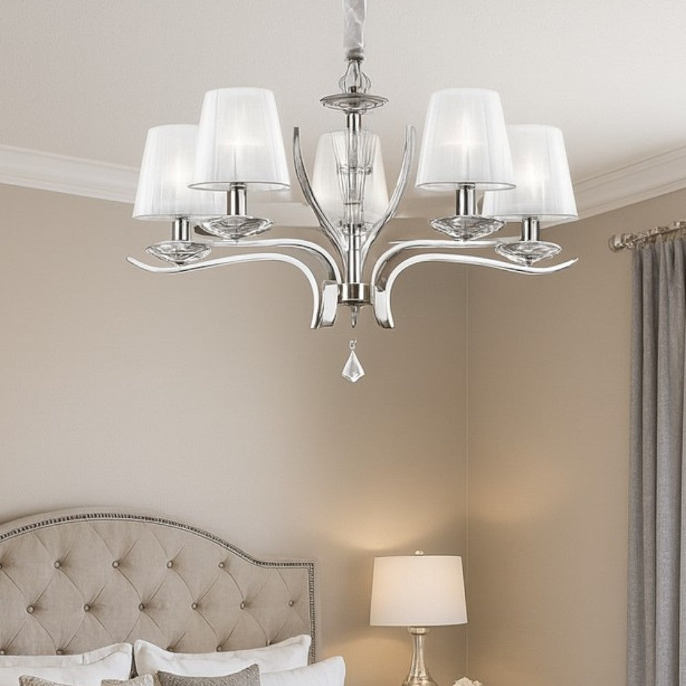 Pegaso lampadario bianco cromato Ideal Lux 5xE14