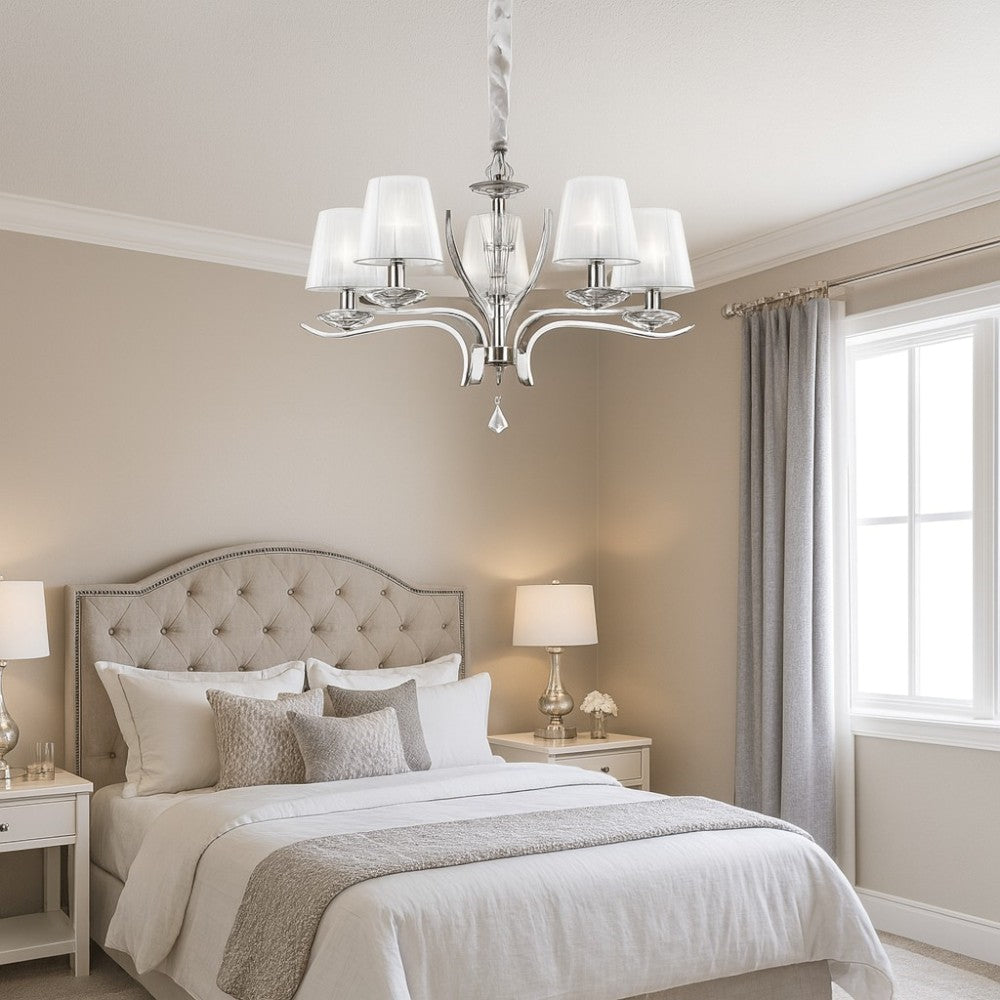 Pegaso lampadario bianco cromato Ideal Lux 5xE14