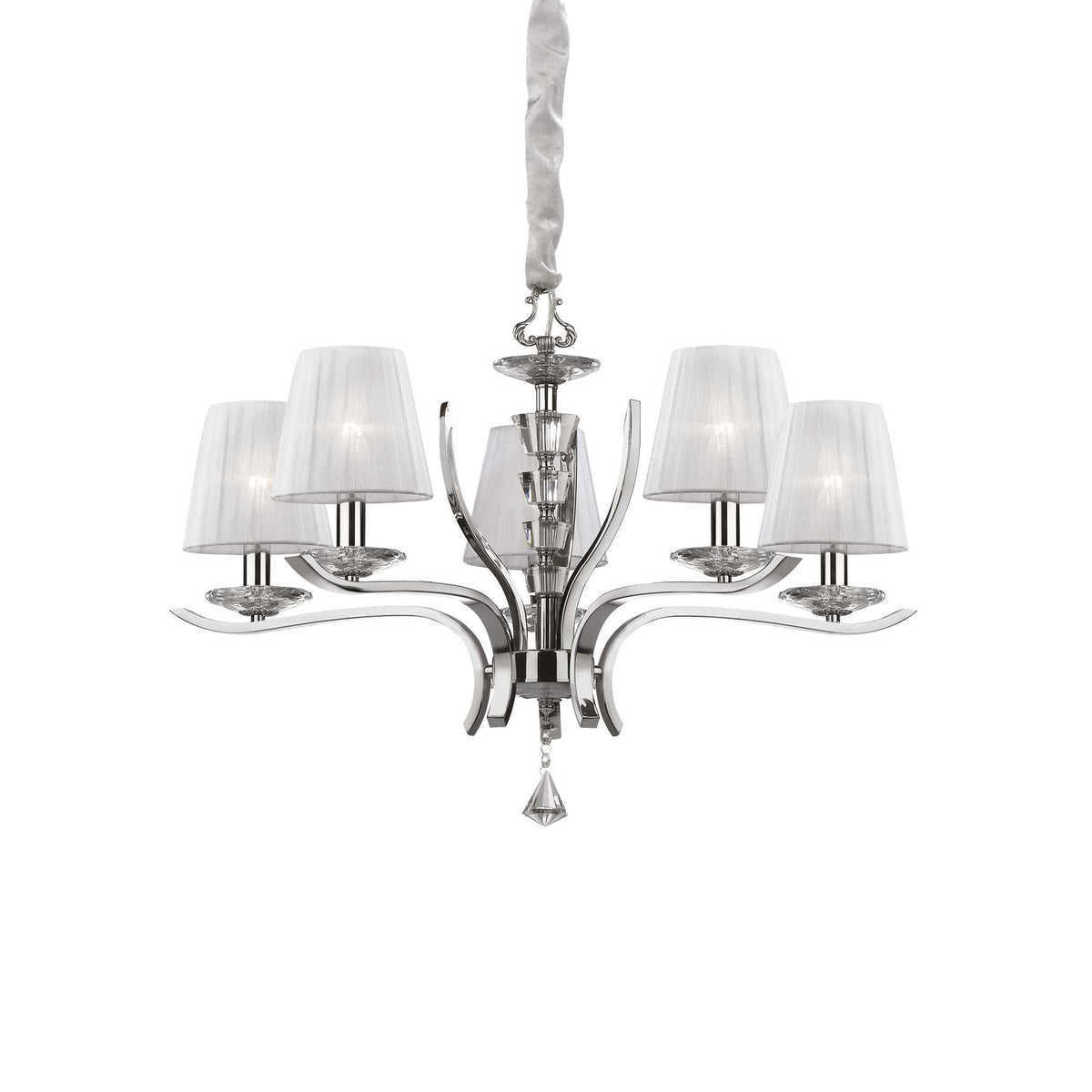 Pegaso lampadario bianco cromato Ideal Lux 5xE14
