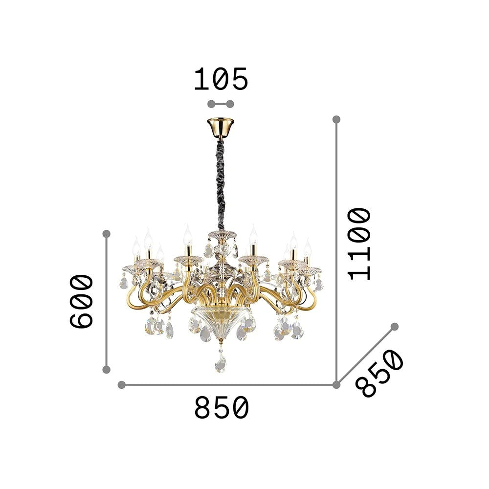 Negresco lampadario oro Ideal Lux 10xE14 max 40W