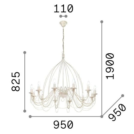 Corte lampadario ruggine Ideal Lux 12xE14 max 12W