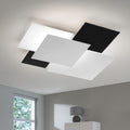 Shadow plafoniera salotto bianco nero Top Light E27 60W 4 vetri placca cromo 71 cm