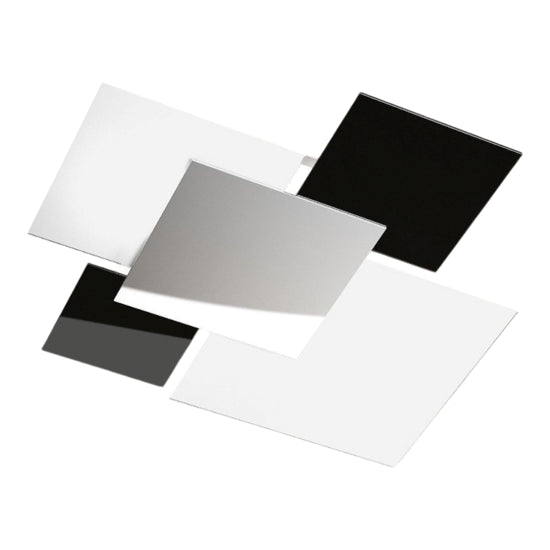 Shadow plafoniera salotto bianco nero Top Light E27 60W 4 vetri placca cromo 71 cm