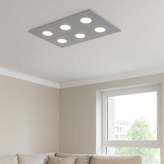 Area plafoniera cucina grigio Top Light GX53 11W 6 luci Made in Italy