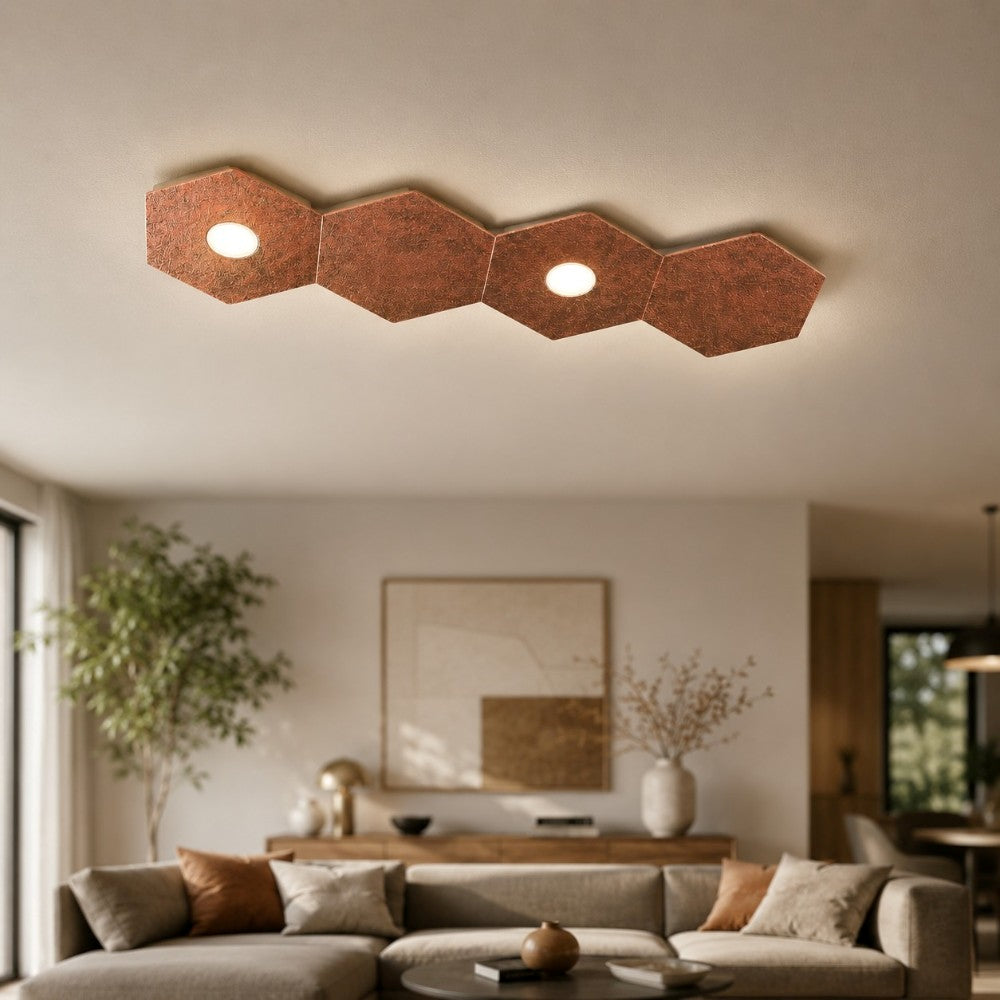Hexagon plafoniera cucina rame Top Light GX53 11W modulare Made in Italy