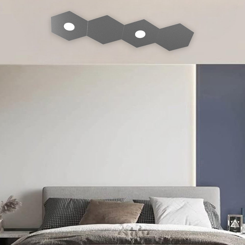 Hexagon plafoniera cucina grigio Top Light GX53 2 luci modulare