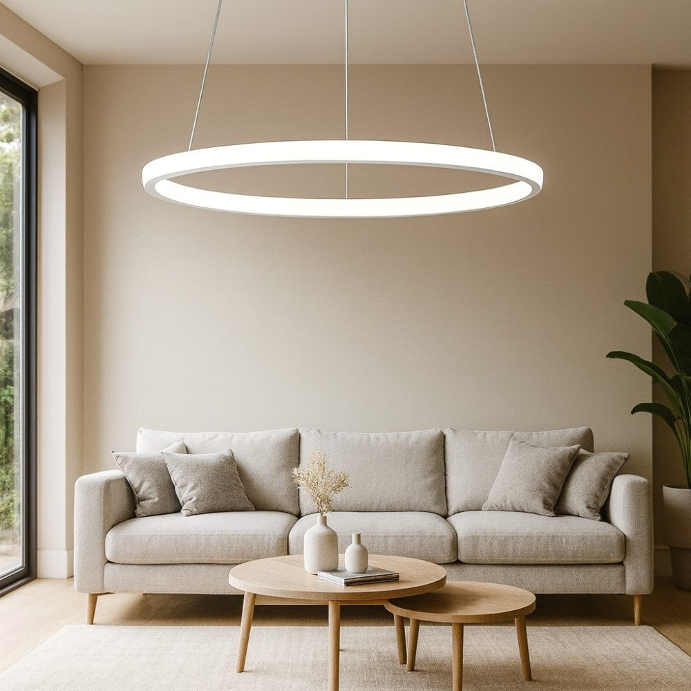 Iole S1 lampadario cerchio bianco satinato Gea Luce 28W 3000K