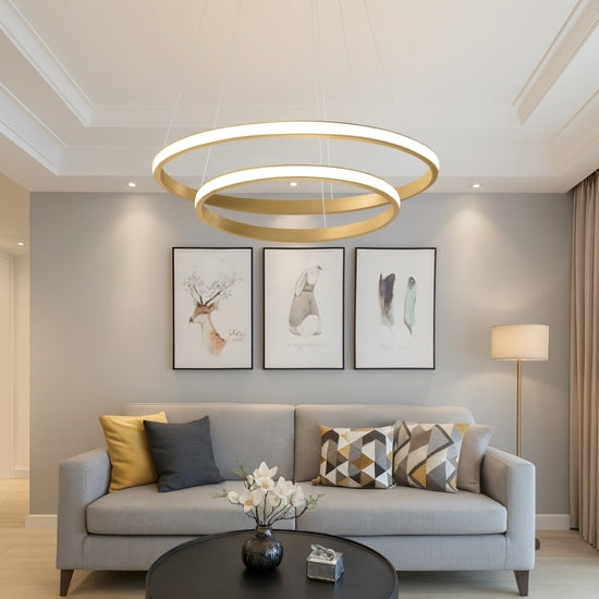 Iole S/2 lampadario oro satinato Gea Luce 40W 3000K