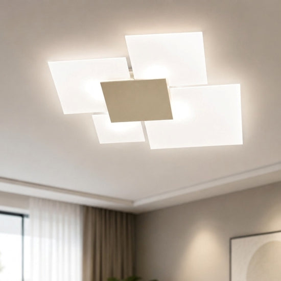 Upgrade plafoniera soggiorno bianco sabbia Top Light E27 15W 4 luci