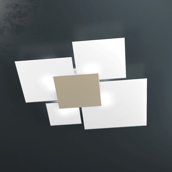 Upgrade plafoniera soggiorno bianco sabbia Top Light E27 15W 4 luci