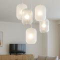 Tender lampadario cascata 5 sfere bianco trasparente Top Light E27 18W