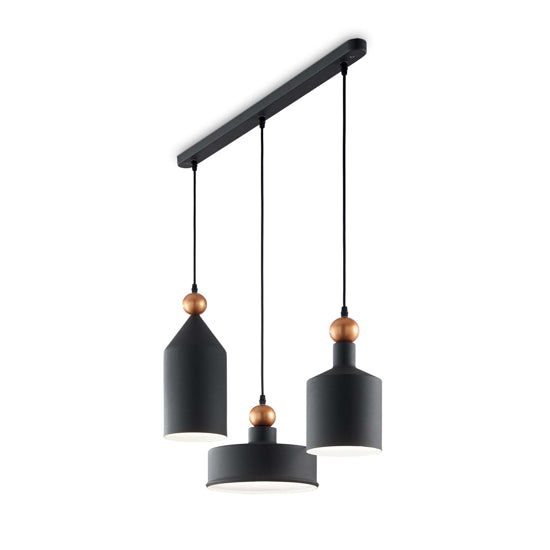 Triade lampadario a binario antracite dorato Ideal Lux 20W E27