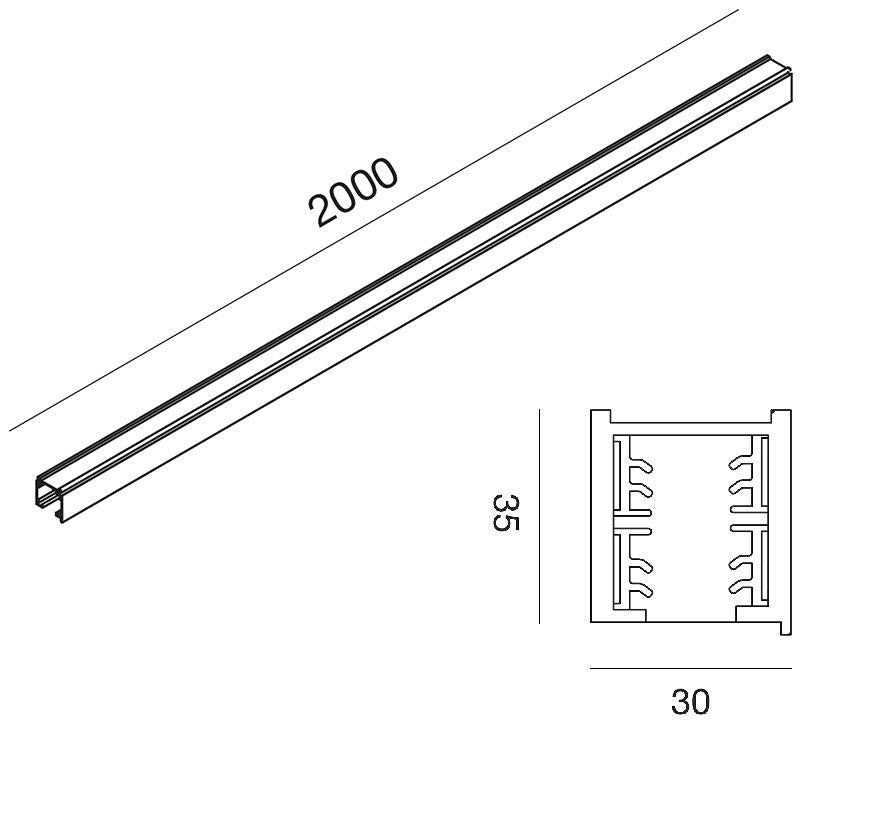 binario trifase bianco Gea Luce 2m