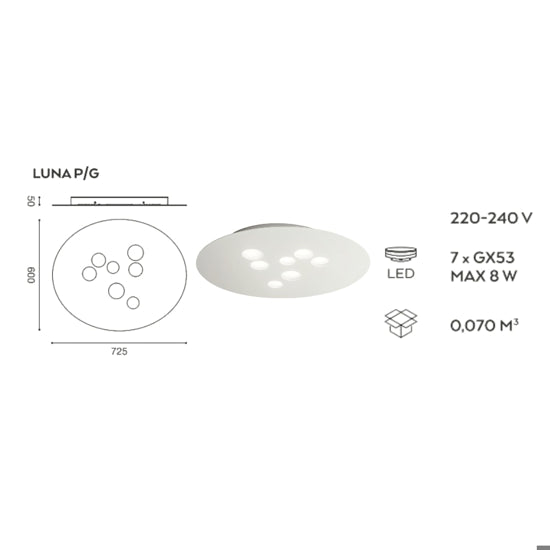Luna plafoniera bianco Gea Luce 56W GX53