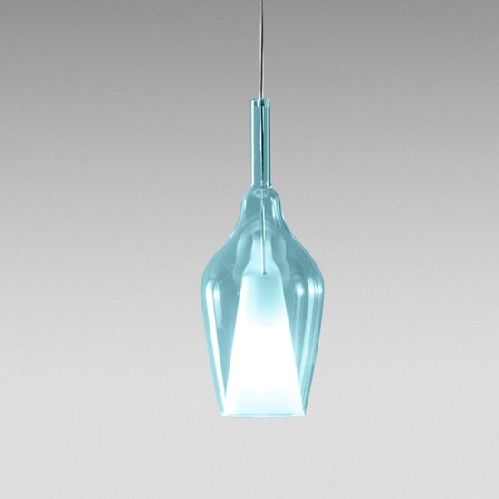 Ofelia S12 sospensione blu trasparente Gea Luce E27 60W