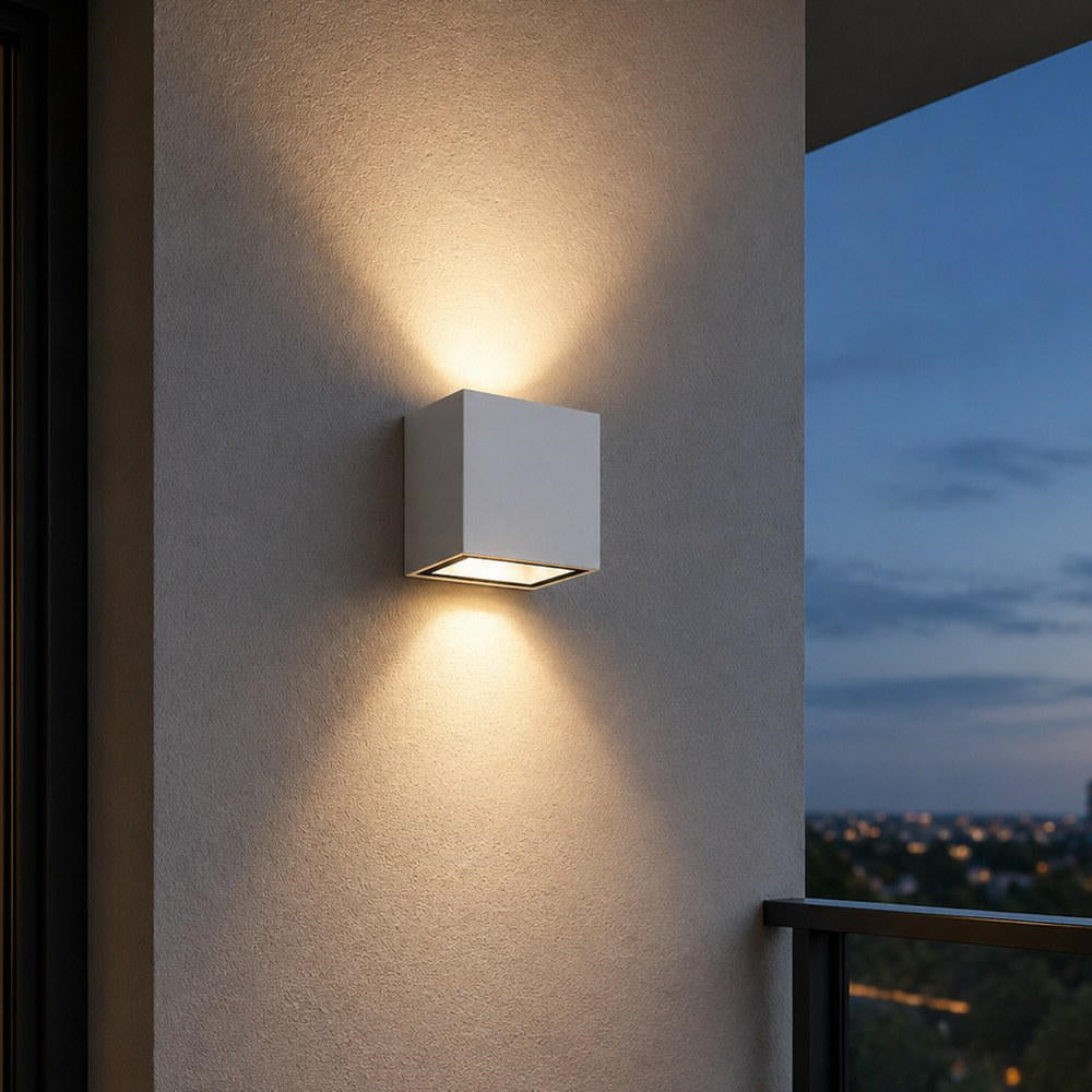 SPA applique da esterno bianco cubo Top Light GX53 9W IP54 luce su giù