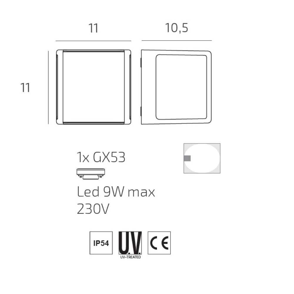 Dubai applique da esterno bianco Top Light GX53 9W IP54