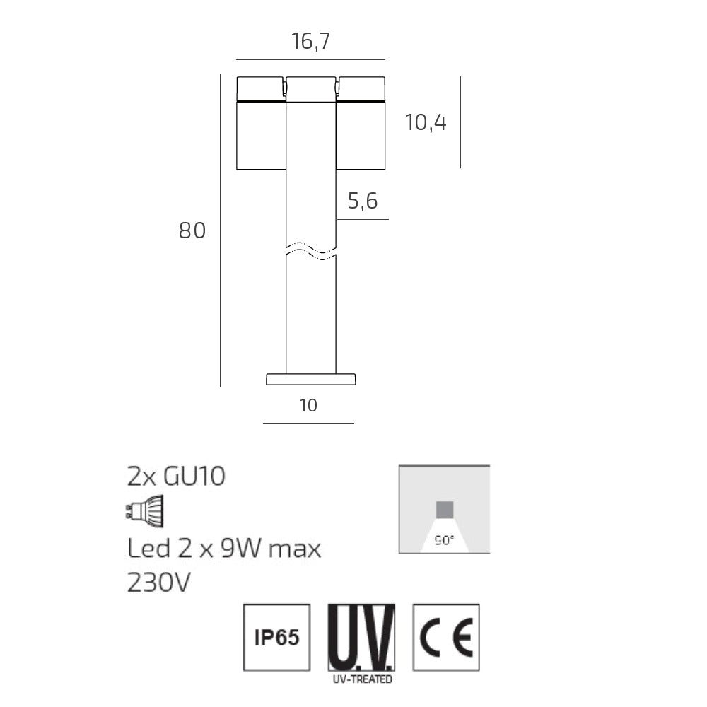 Oslo lampione da esterno grigio antracite Top Light GU10 18W IP65