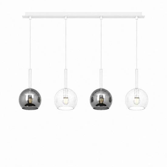 Future lampadario cucina bianco cromato trasparente Top Light E27 18W 4 sfere