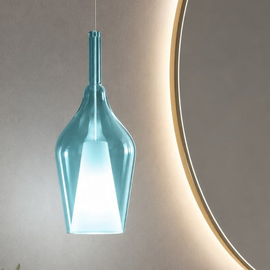 Ofelia S12 sospensione blu trasparente Gea Luce E27 60W