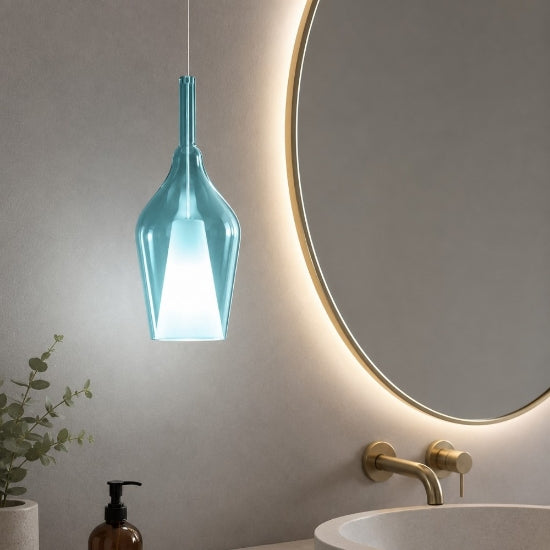 Ofelia S12 sospensione blu trasparente Gea Luce E27 60W