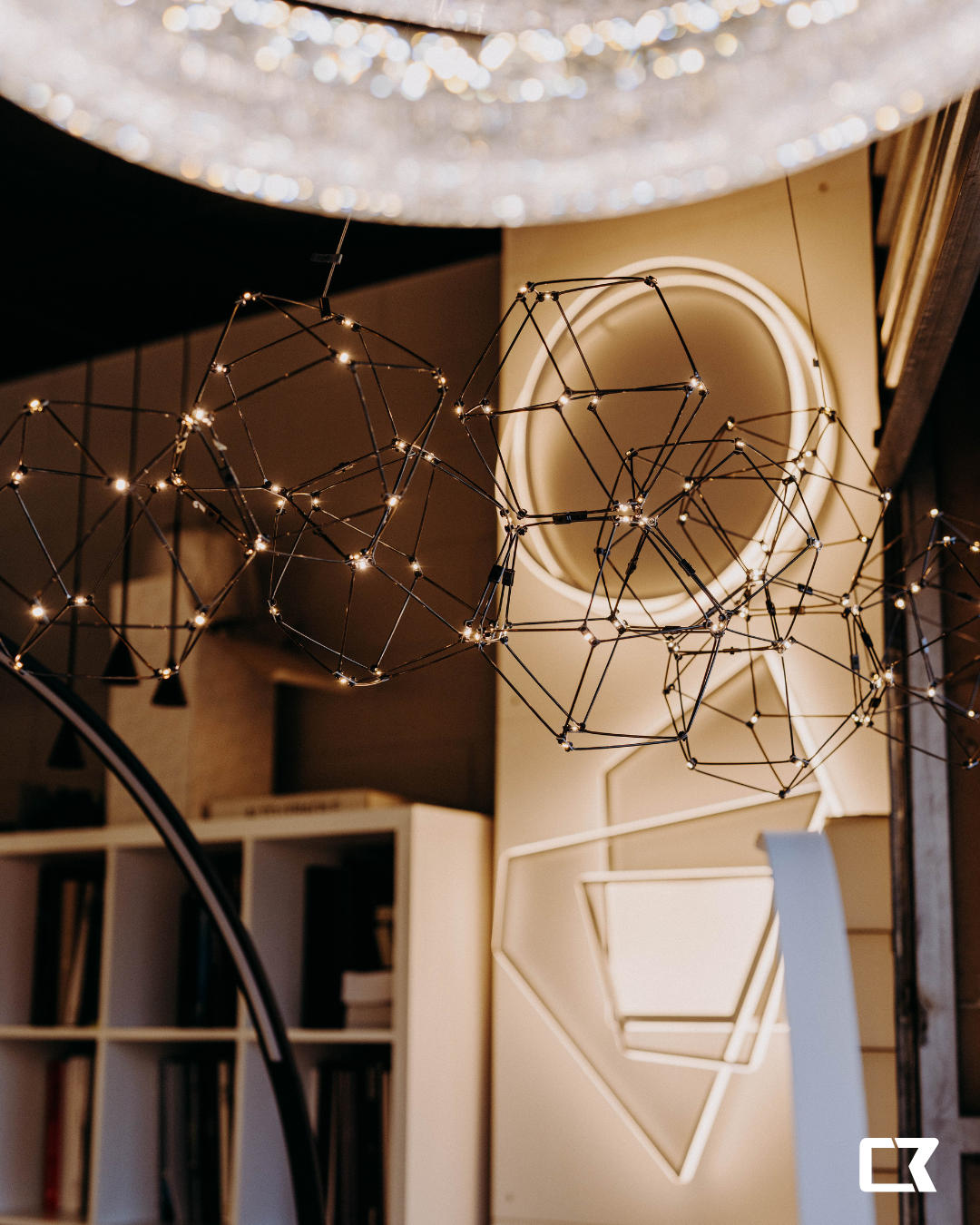 Lucciola lampadario cromato nero Illuminati 48W 3000K
